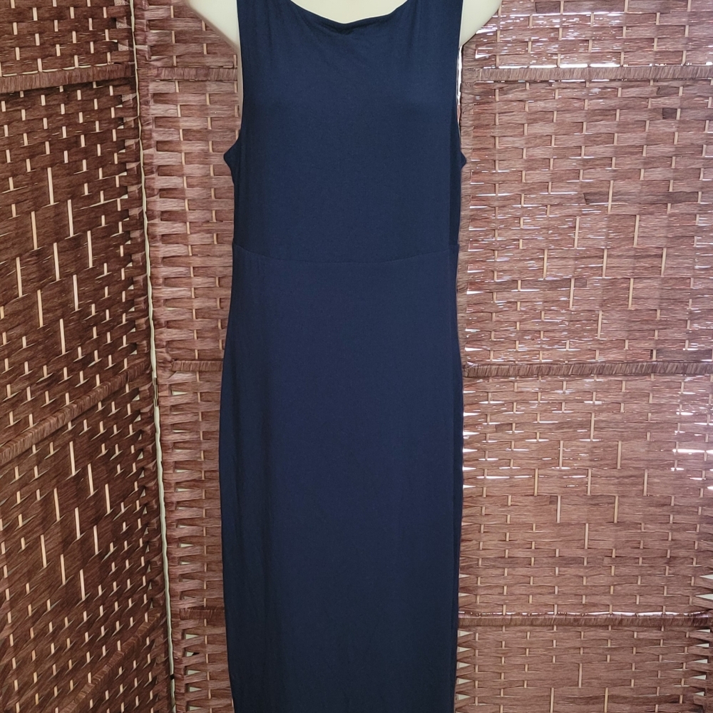 Athleta Santorini Midi Solid Navy Blue Tank Dress